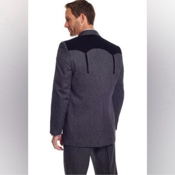 Circle S Western Blazer 44R Gray Black Wool Blend USA Cowboy Sport Coat - Picture 2 of 10